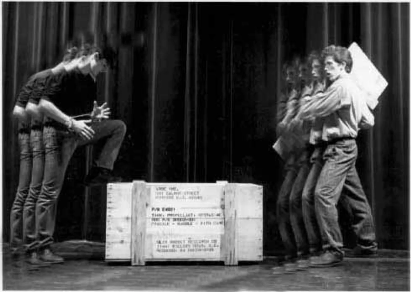 Black and white stage illusion scene