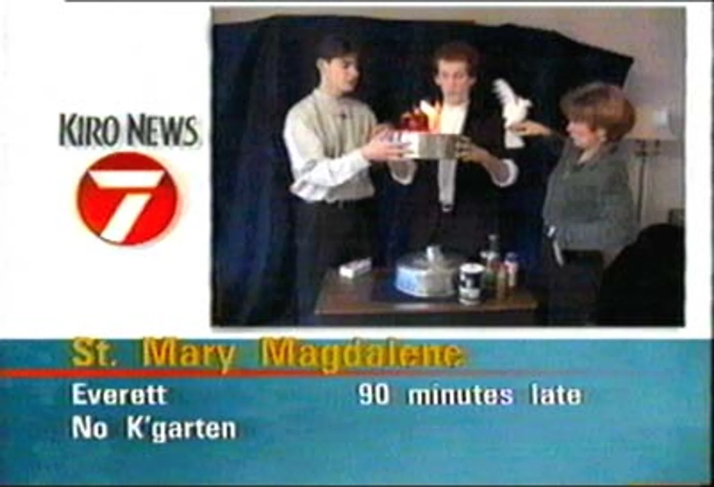 Kiro 7 news segment with a live rabbit magic routine