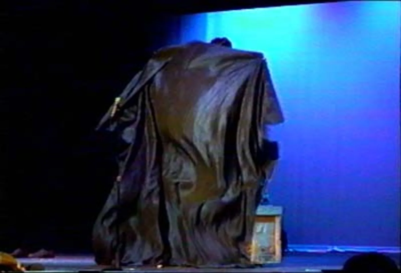 The sheet covering the performer for an instant
