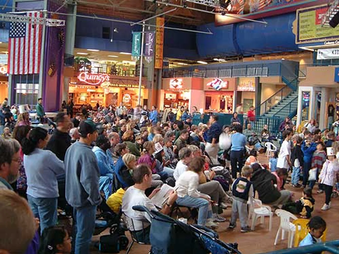 Crowd gathered at a public magic show